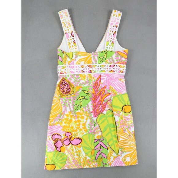 Trina Turk Secret Shift Dress Size 4‎ Floral Multi Color Print Flowers Lace - Picture 3 of 7